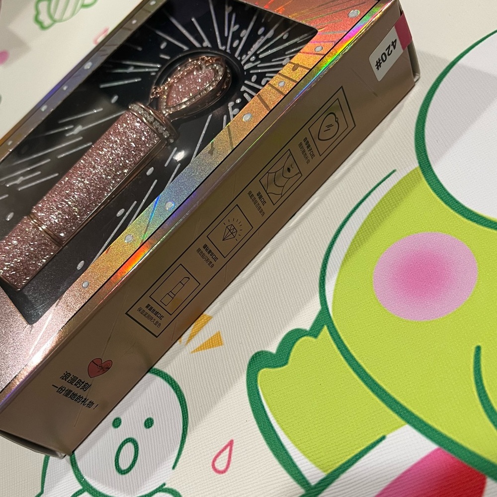 Red Lipstick in a Glittery Pink Tube with a Mirror Heart on Top - NIB - Picture 5 of 16